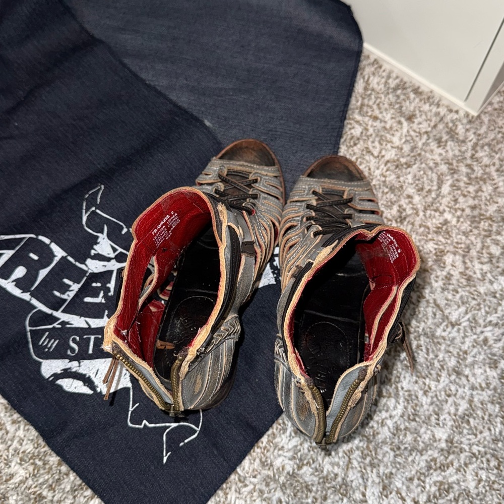 Freebird by Steven Metallic Silver Strappy Heeled Booties - Picture 8 of 13
